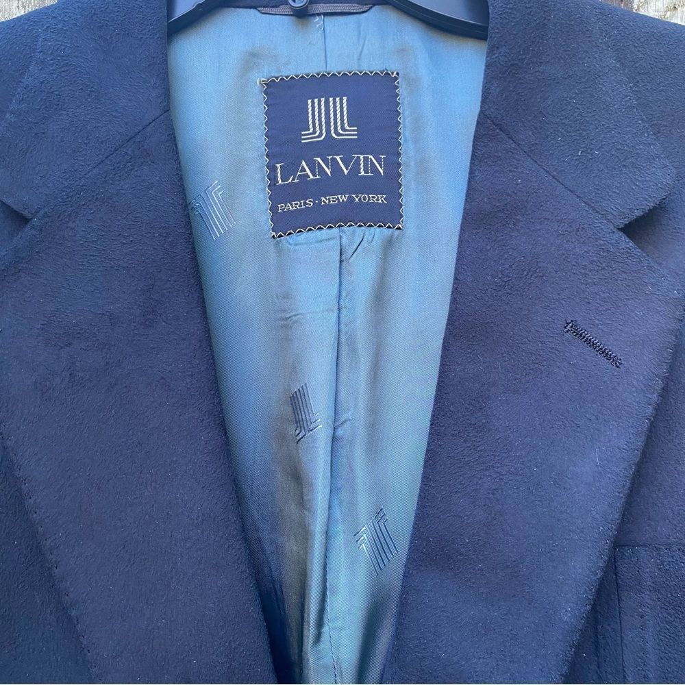 Vintage LANVIN Paris New York Men’s Blue Suede Vintage Sports Jacket Size Medium